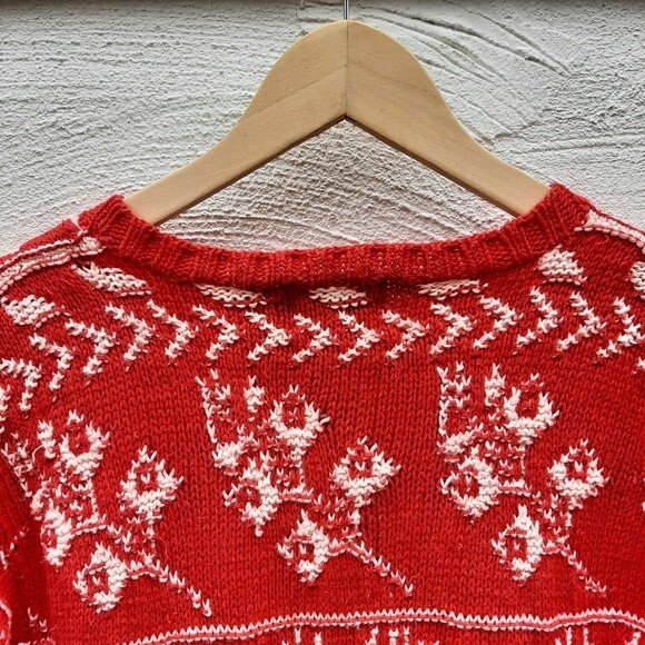 Vintage Ugly Sweater Cambridge Dry Goods Knit Red Cotton Snowflake Holiday Small - Picture 14 of 16